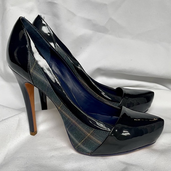 Aldo Platform Patent Leather Navy Plaid Heels BNWB SZ 8.5 (39) - Picture 11 of 12